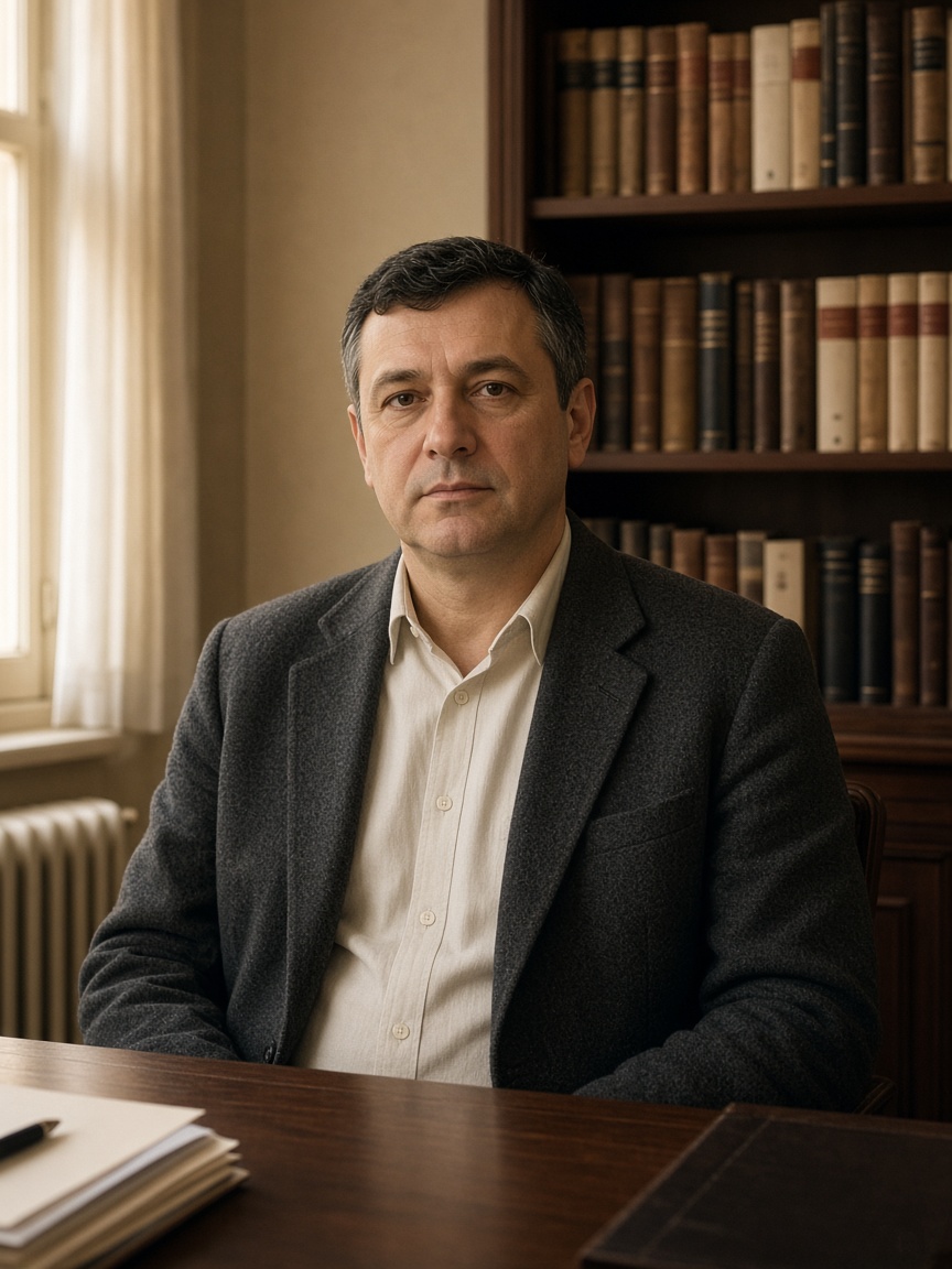 Notar public Andrei Mureșan, în biroul din Sibiu