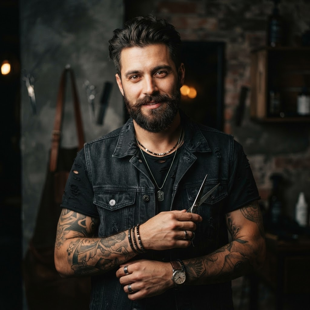 Portret Andrei Pop, barber la ALMA studio