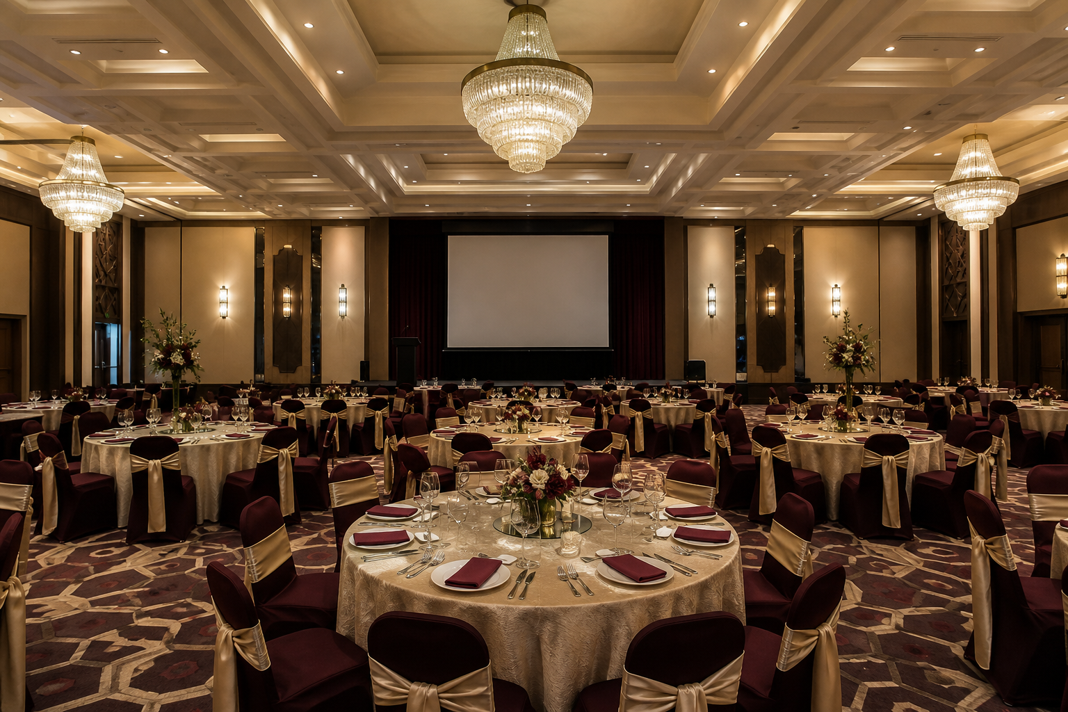 Salonul aranjat pentru un eveniment corporate