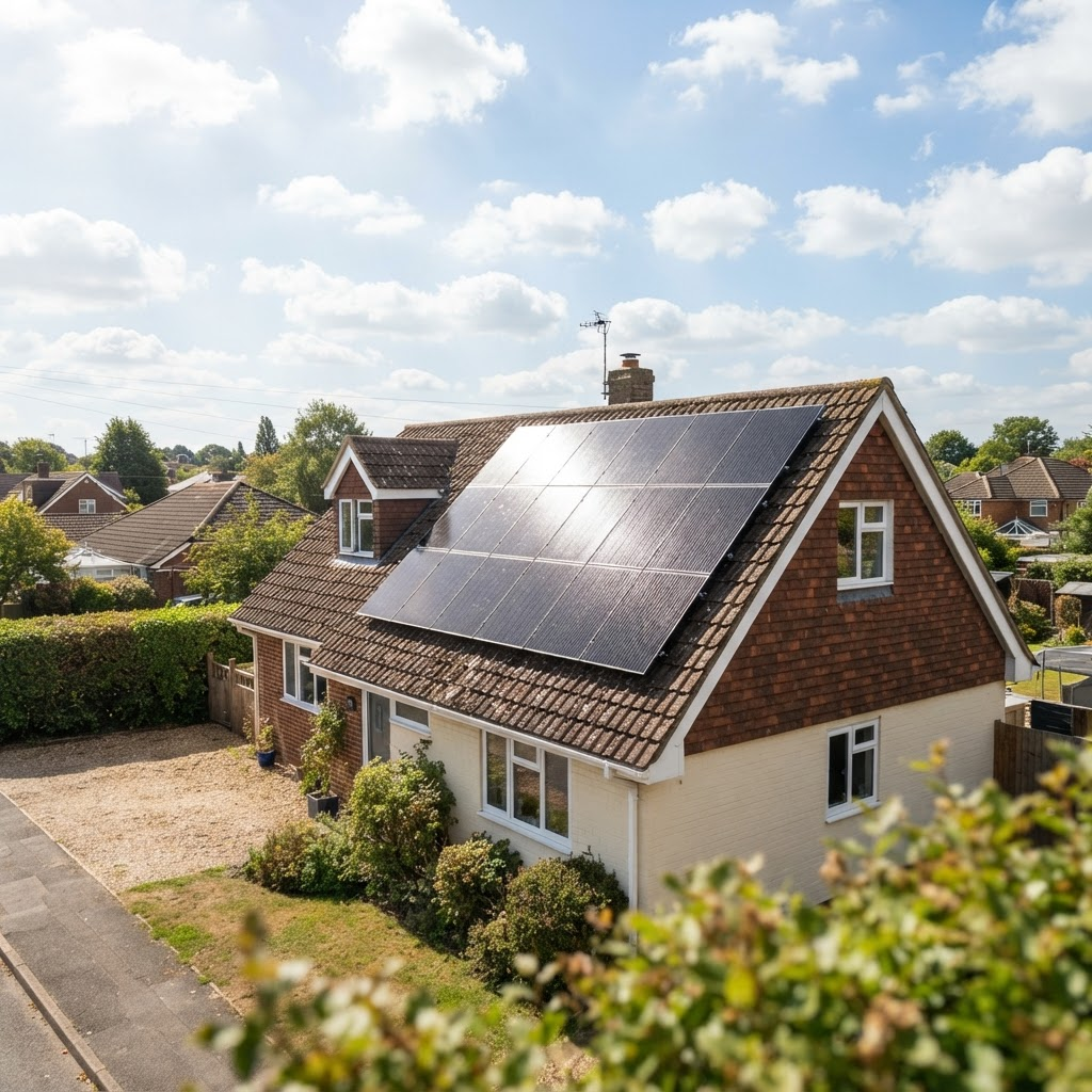 Panouri fotovoltaice de 4,5 kWp pe acoperiș de țiglă în Ghiroda
