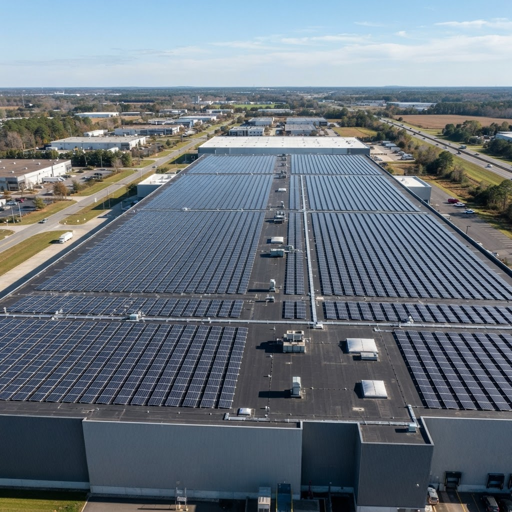 Instalație fotovoltaică de 15 kWp pe acoperișul unei hale în Sânandrei