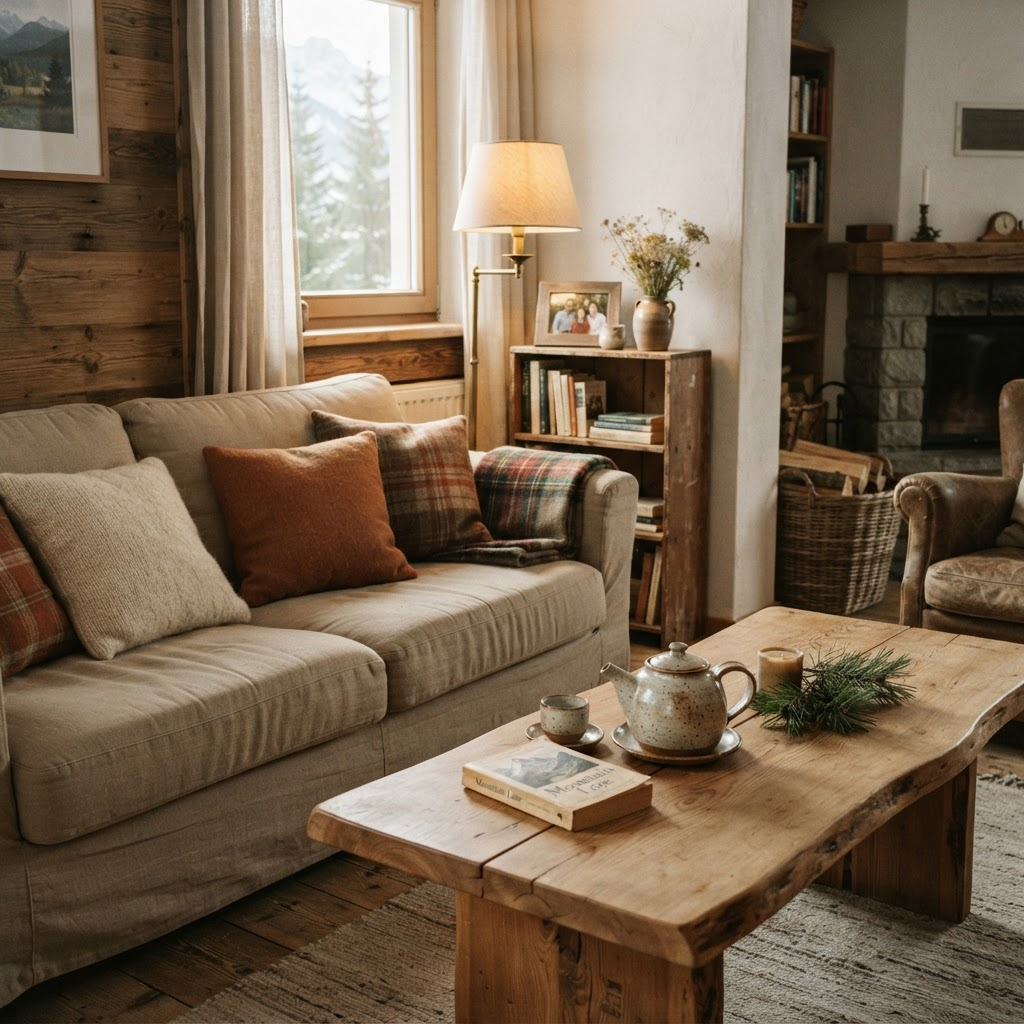 Colțul de living al apartamentului familial