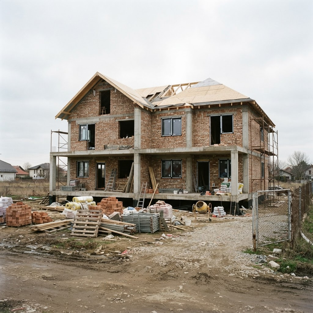 Duplex în construcție la Sânnicoară, structură din zidărie