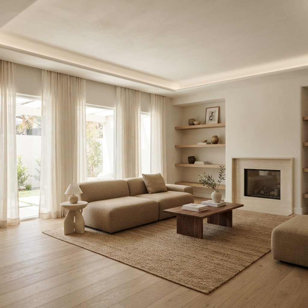 Living amenajat, apartament 3 camere Titan: parchet de stejar, canapea de in, lumină naturală