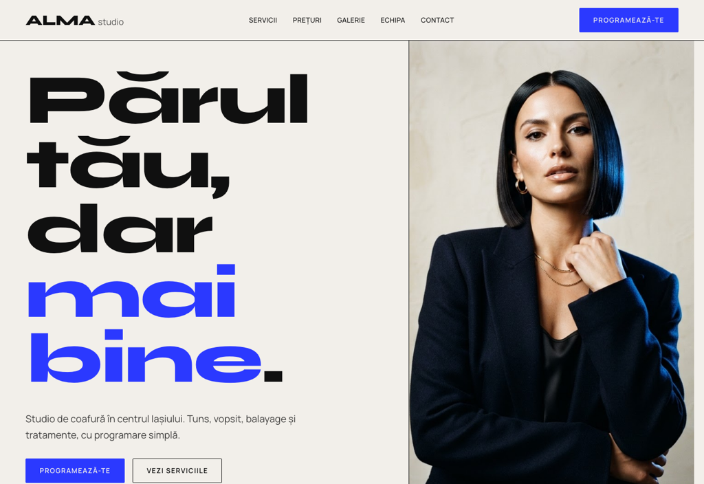Model de site pentru Salon beauty — captură ALMA STUDIO