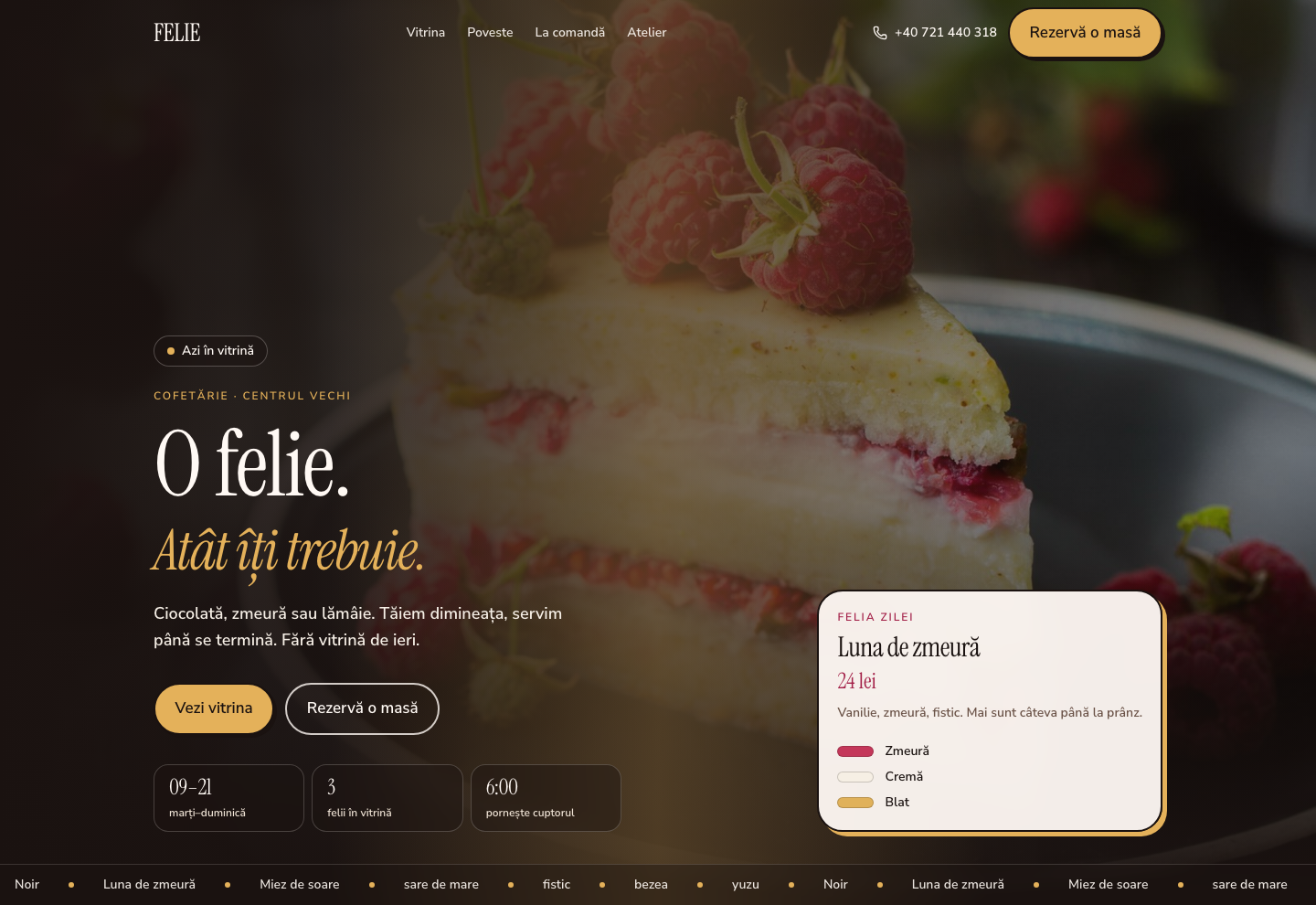 Model de site pentru Cofetărie — captură FELIE