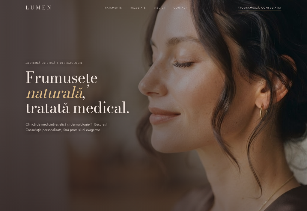 Model de site pentru Clinică estetică — captură LUMEN