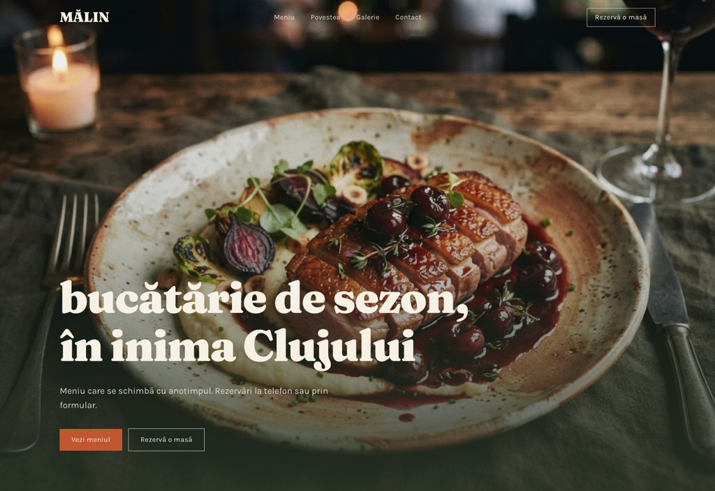 Model de site pentru Bistro de sezon — captură MĂLIN
