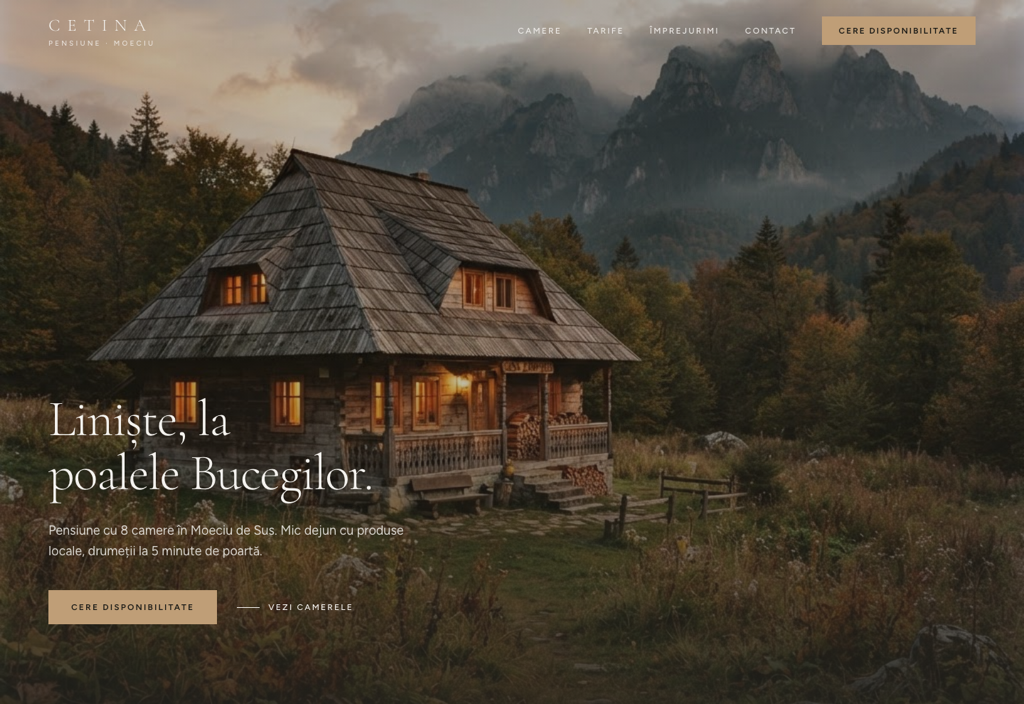 Model de site pentru Pensiune — captură CETINA