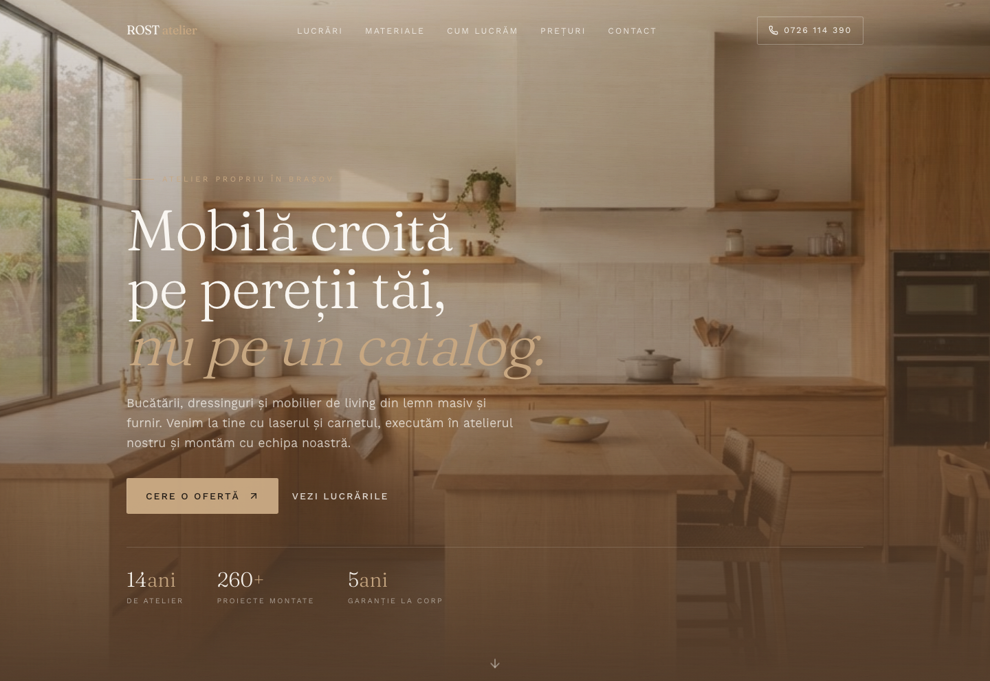Model de site pentru Atelier de mobilă — captură ROST