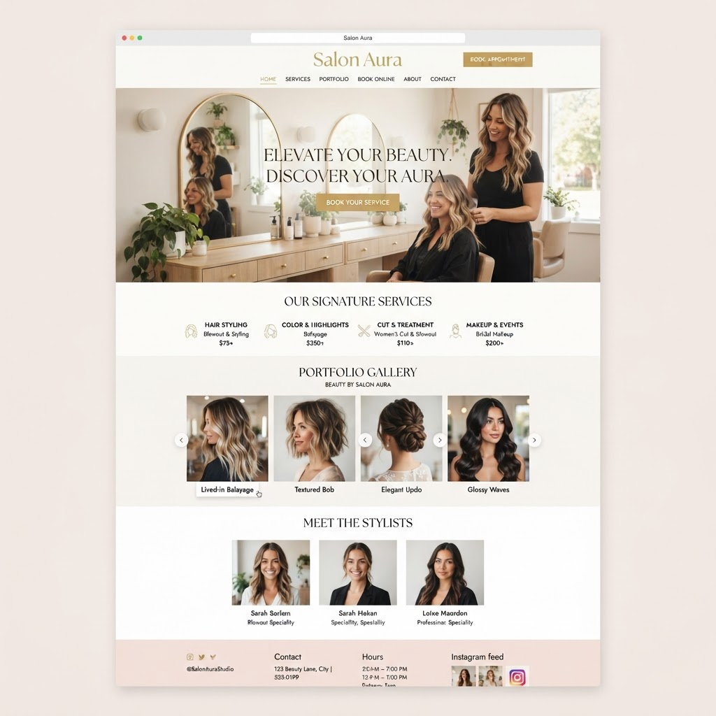 Previzualizare site SALON AURA — Beauty studio