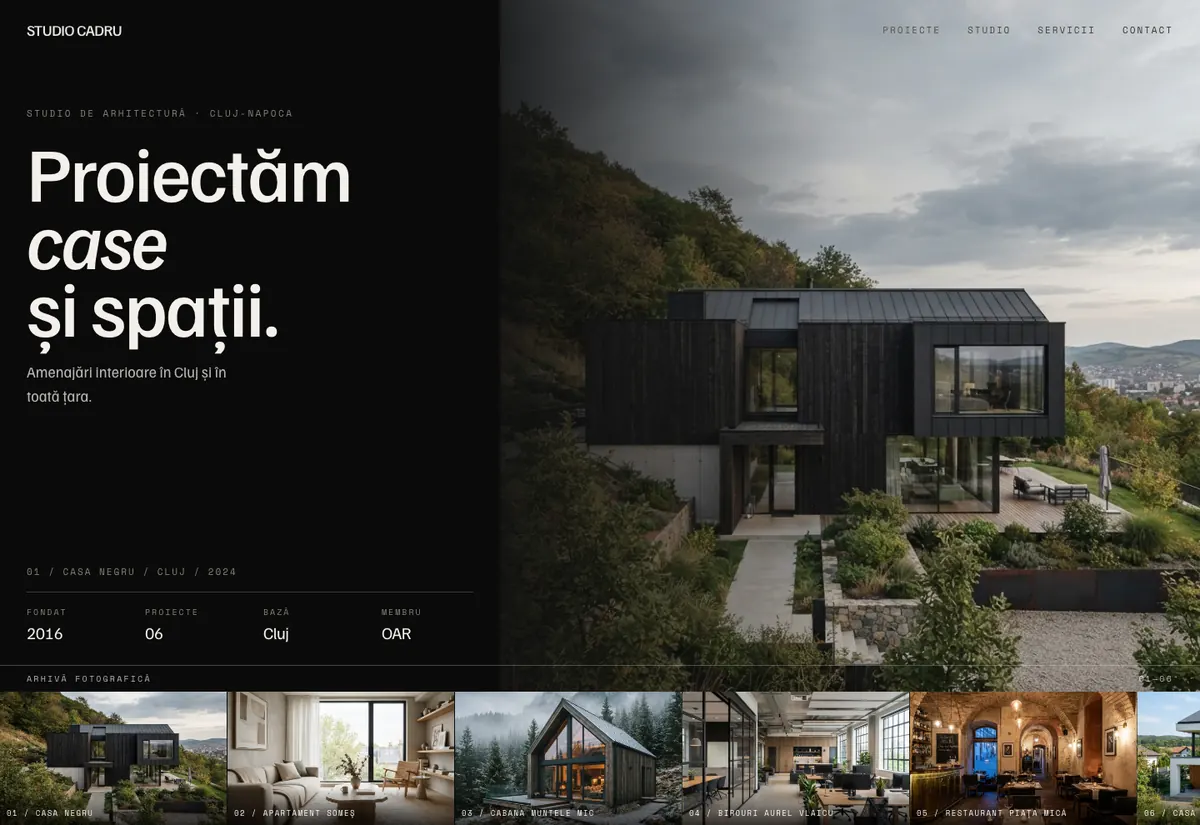 Model de site pentru Arhitectură — captură STUDIO CADRU
